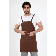 Barista Askılı Önlük Çift Cepli - Kahve