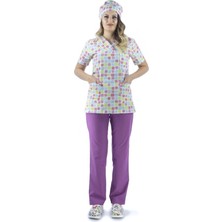 Zarf Yaka Desenli Üst - 5303 Kare Renkli