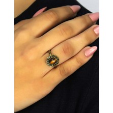 Esha Store Doğal Taş Kaplangözü Doğal Taşlı Antik Model Kadın Ayarlanabillir Yüzük EUY77KG