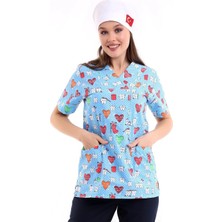 Zarf Yaka Desenli Üst - 2113 Turkuaz Diş