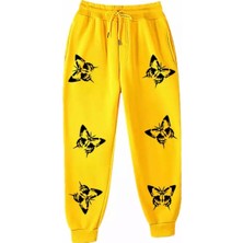 Punix Kids Punıx Kıds Özel Tasarım Siyah Kelebekler Baskılı %100 Pamuk Kışlık Yeni Stil Kız Çocuk Eşofman Altı