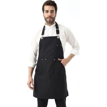 Barista Boyundan Askılı Önlük Kanguru Cepli - Siyah