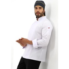 Erkek Likralı Aşçı Ceket - 6401 Beyaz Soft