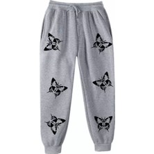 Punix Kids Punıx Kıds Özel Tasarım Siyah Kelebekler Baskılı %100 Pamuk Kışlık Yeni Stil Kız Çocuk Eşofman Altı