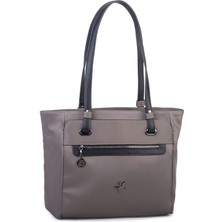  Nas Bag Kadın  Büyük Boy Omuz Çantası Gri Siyah Buzzy