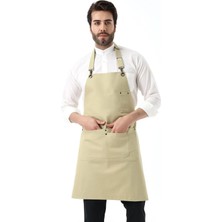 Barista Boyundan Askılı Önlük Çift Cepli - Bej