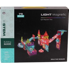 OMZ Magnetic Tiles Light Version 75 Parça Kız Erkek Çocuk Oyuncak Eğitici Oyuncaklar