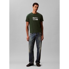 Calvin Klein Bisiklet Yaka Yeşil Erkek T-Shirt LV04RD820GLLG_SS 30S Eu Calvın Kleı