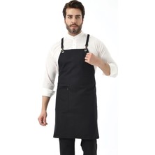 Barista Askılı Önlük Tek Cepli - Siyah