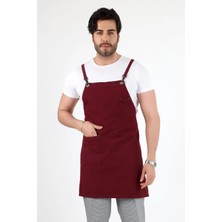 Barista Askılı Önlük Tek Cepli - Bordo