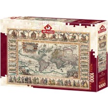 OMZ 4584 Eski Dünya Haritası 1000 Parça Puzzle -Art Puzzle Kız Erkek Çocuk Oyuncak Eğitici Oyuncaklar