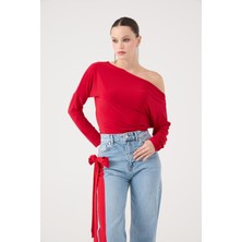 Holly Lolly Asimetrik Yaka Talia Bluz Kırmızı