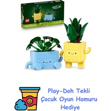 LEGO Botanicals Mutlu Bitkiler 10349-9 Yaş ve Üzeri Bitki Sever Çocuklar Için Renkli Saksılı Yapım Seti, Oyun ve Dekorasyon Için Eğlenceli ve Öğretici LEGO Seti, Doğum + Play-Doh Oyun Hamuru