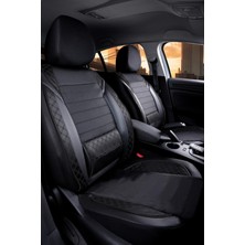 ACK Store Peugeot 405 Uyumlu Yarı Deri Oto Koltuk Kılıfı Ön-Arka Set Vera Siyah