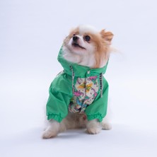 Pawstar Denver Dino Yeşil Dinozor Desenli  Köpek Mont Köpek Yağmurluk Köpek Kıyafeti Köpek Elbisesi