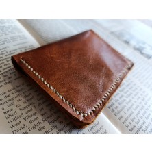 Mahfuz Hakiki Deri Üst Kalite Tamamen El Emeği Minimalist Cüzdan 15.5X10.5 cm Sda4