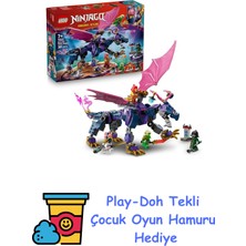 LEGO Nınjago Usta Ejderha Rontu 71842-7 Yaş ve Üzeri Kız ve Erkek Çocuklar Için Mermi Atıcısı Olan Oyuncak Ejderha ve 4 Minifigür Içeren Yaratıcı Oyuncak Yapım Seti, D + Play-Doh Oyun Hamuru