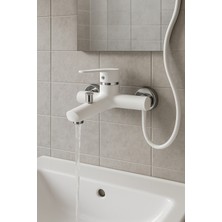 Dalyan Beyaz Krom Banyo Bataryası Musluğu Çeşmesi DL-322