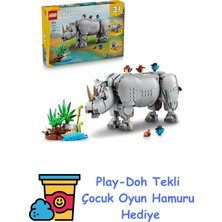 LEGO Creator 3'ü 1 Arada Muhteşem Gergedan ile Kuşlar 31171 – 9 Yaş ve Üzeri Çocuklar Için Gergedan, Su Aygırı Veya Mors Yapımıyla Yaratıcılığı Teşvik Eden, Hayvan Oyu + Play-Doh Oyun Hamuru