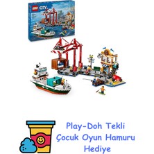LEGO City Yük Gemili Liman 60422-8 Yaş ve Üzeri Çocuklar Için Yaratıcı Oyuncak Yapım Seti + Play-Doh Oyun Hamuru