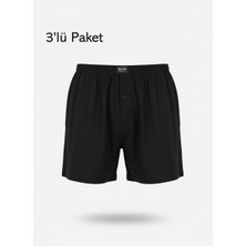 Balkonda Şort Külot Battal Beden %100 Pamuklu Cotton 3'lü Paket Düğmeli Rahat Model