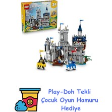 LEGO Creator 3'ü 1 Arada Orta Çağ Atlı Şövalye Kalesi 31168-9 Yaş ve Üzeri Çocuklar Için Hem Cirit Seti Hem De Kasaba Olarak Inşa Edilebilen Yaratıcı Oyuncak Yapım Set + Play-Doh Oyun Hamuru