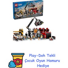LEGO City Hurdalık ve Arabalar 60472-7 Yaş ve Üzeri Çocuklar Için Yaratıcı Oyuncak Yapım Seti, Doğum Günü Hediyesi (871 Parça) + Play-Doh Oyun Hamuru