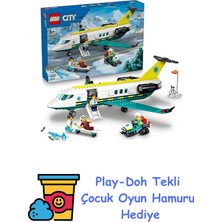 LEGO City Acil Hava Ambulans Uçağı 60465-6 Yaş ve Üzeri Çocuklar Için Kar Motosikleti Içeren Kurtarma Oyuncak Yapım Seti, Doğum Günü Hediyesi (403 Parça) + Play-Doh Oyun Hamuru