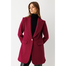 Esswaap Tek Düğmeli Yün Içerikli Keçe Ceket  Mor