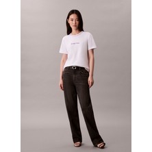 Calvin Klein Jeans Bisiklet Yaka Düz Beyaz Kadın T-Shirt LV047D213GYAA