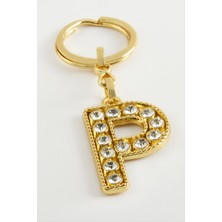 Zero Techmrt Sarı Renkli Taşlı Harf Anahtarlık-P