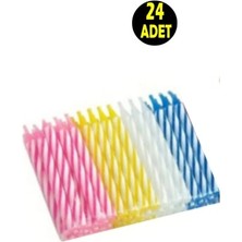 Usin Renkli Doğum Günü Happy Birthday Pastası Partisi Mumu + Mum Altlığı