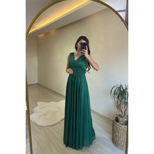 Dip Moda Kadın Işıltılı Kumaş Göğüs Drapeli Kolsuz Elbise DPNM003