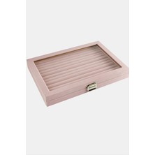 Zero Techmrt Cam Kapaklı Anfora Kumaş Kelepçe Yüzük Standı 24X34 Cm-Açık Pembe