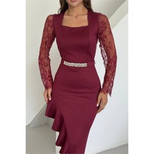 Dip Moda Kadın Datelli Etek Volanlı Asimetrik Elbise DPNC2603