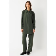 Esswaap Yandan Büzgü Detaylı Pantolonlu Takım  Haki