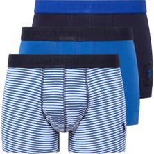 U.S. Polo Assn. Erkek Saks-Lacivert-Baskılı Normal Paça 3'lü Boxer Seti 80504