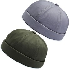 Aida Jewelss 2 Li Set %100 Pamuk Cap Ayarlanabilir Docker Şapka Yazlık Takke Şapka Retro Şapka Takke Şapka