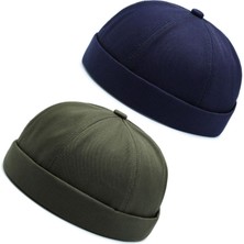 Aida Jewelss 2 Li Set %100 Pamuk Cap Ayarlanabilir Docker Şapka Yazlık Takke Şapka Retro Şapka Takke Şapka