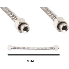 Isıkar 70CM 1/4-1/4paslanmaz Çelik Esnek Gaz Flex  Çift Rekorlu