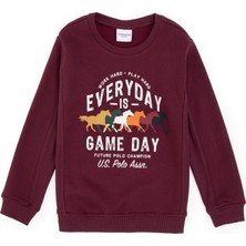 U.S. Polo Assn. Erkek Çocuk Bordo Şardonlu Bisiklet Yaka Sweatshirt 50316406-VR177