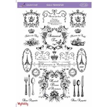 Lineart LNT384 Siyah Beyaz Yazı Desenli Açık Zemin Sulu Transfer 25*35 cm