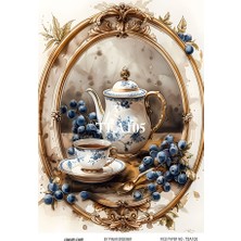 Lineart Çay Serisi TEA105 Fincan, Çiçek, Pano Desenli 29*42 cm Pirinç Dekopaj