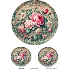 Lineart Shabby Serisi SHBY82 Yuvarlak, Çiçek Desenli 29*42 cm Pirinç Dekopaj