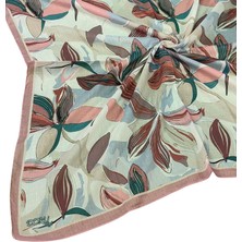Mim Eşarp ve Şal Ebruli Soft Pamuklu Çiçek Desenli Eşarp - 95X95 cm