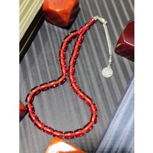 Anemore Collection Kırmızı Sıkma Çubuk Kehribar Tesbih Kapsül Kesim