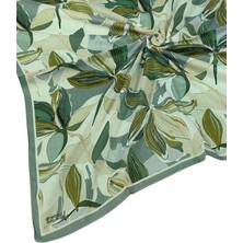 Mim Eşarp ve Şal Ebruli Soft Pamuklu Çiçek Desenli Eşarp - 95X95 cm