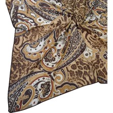 Mim Eşarp ve Şal Emilya Fres Krep Leopar Desenli Eşarp 90X90 cm