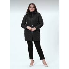 Billur Kadın Büyük Beden Astarlı Kapüşonlu Kapitone Yelek