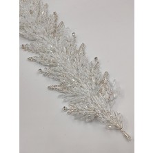 Mim Eşarp ve Şal Boncuklu, Çiçekli Kristal Gelin Tacı Saç ve Türban Aksesuarı